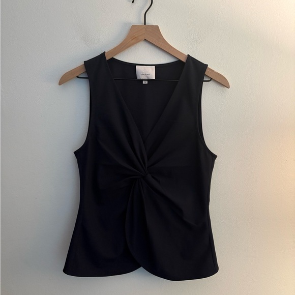 Cinq à Sept Kenna Twist Sleeveless Tank Top Blouse Navy Blue Women’s Medium - Picture 2 of 8